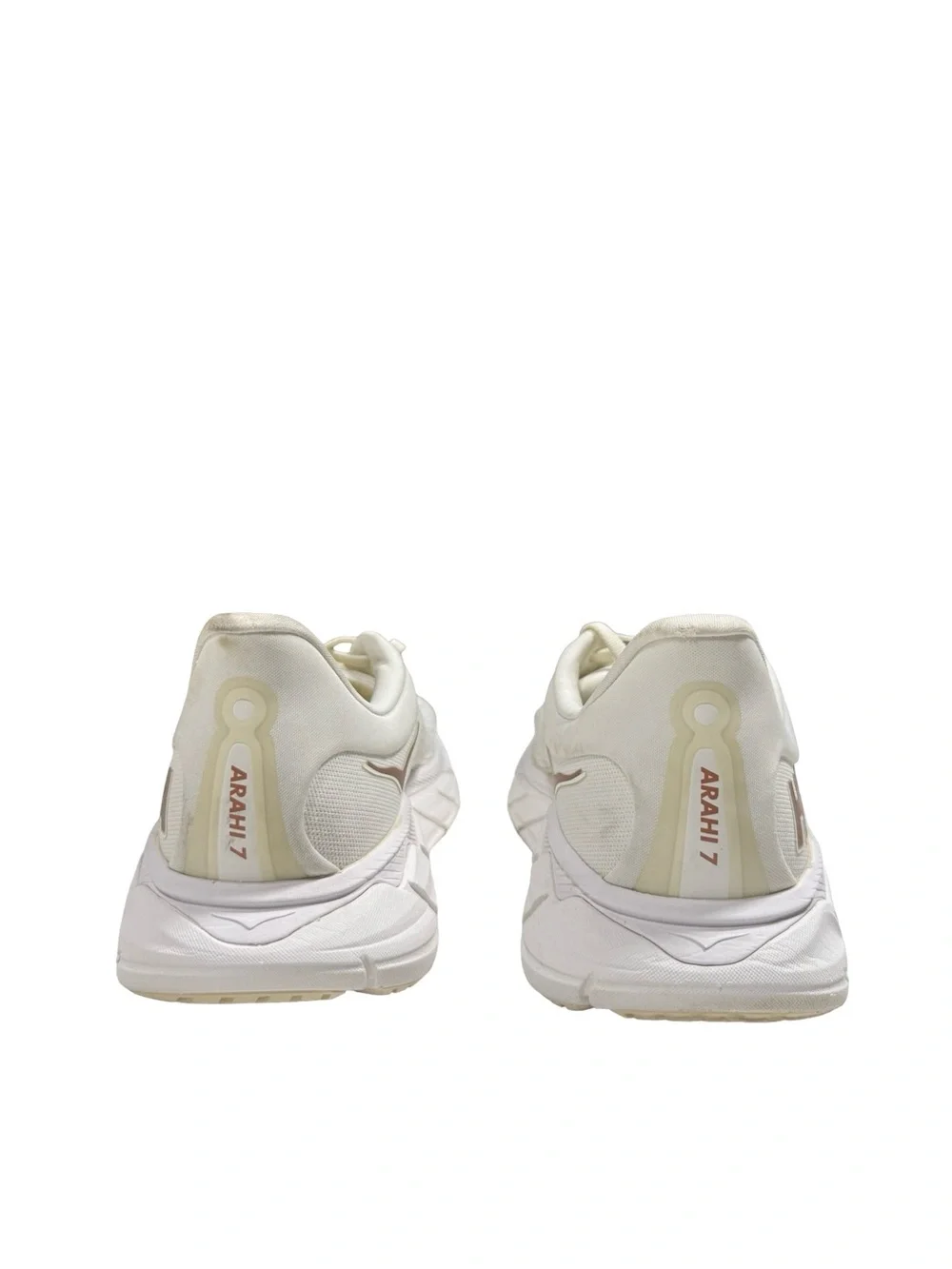 HOKA Arahi 7 Womens 10 B Blanc Rose Gold Running Shoes 1147851 BSG Sneakers